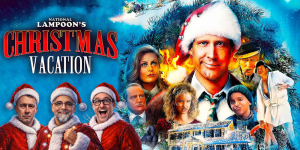 Cover image for "Christmas Vacation" movie review podcast by 3 Guys and a Flick.