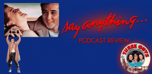 Logo for 3 Guys and a Flick podcast featuring movie review branding.