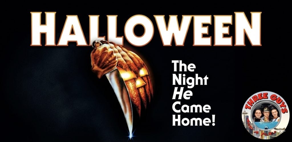 Halloween movie poster featuring a knife stabbing a pumpkin with the tagline "The Night He Came Home.