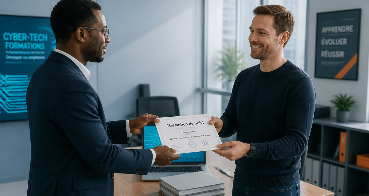 attestation suivi de formation remise à un stagiaire