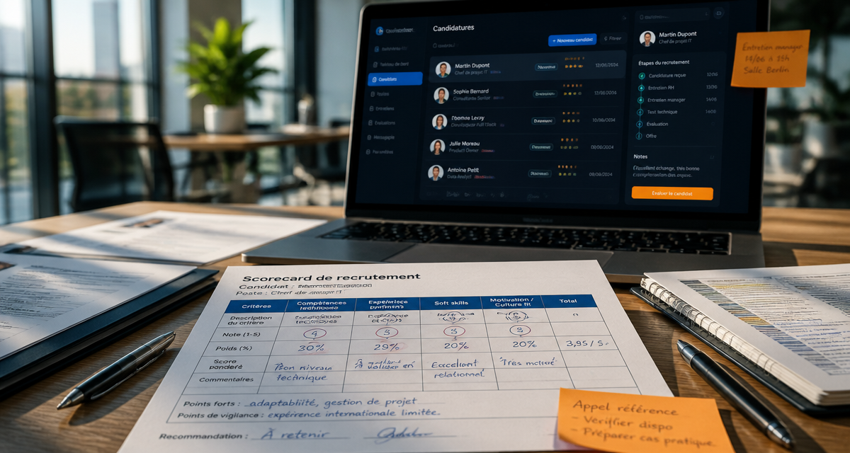scorecard recrutement fiche évaluation bureau