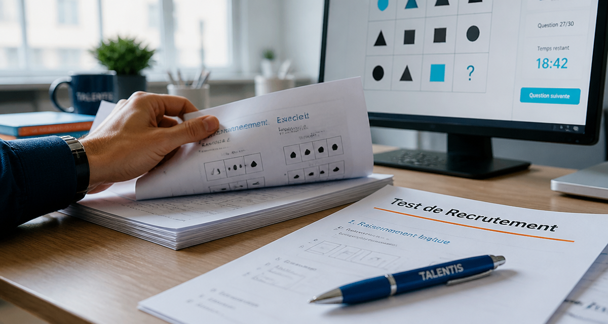 test de recrutement gratuit avec reponse sur bureau