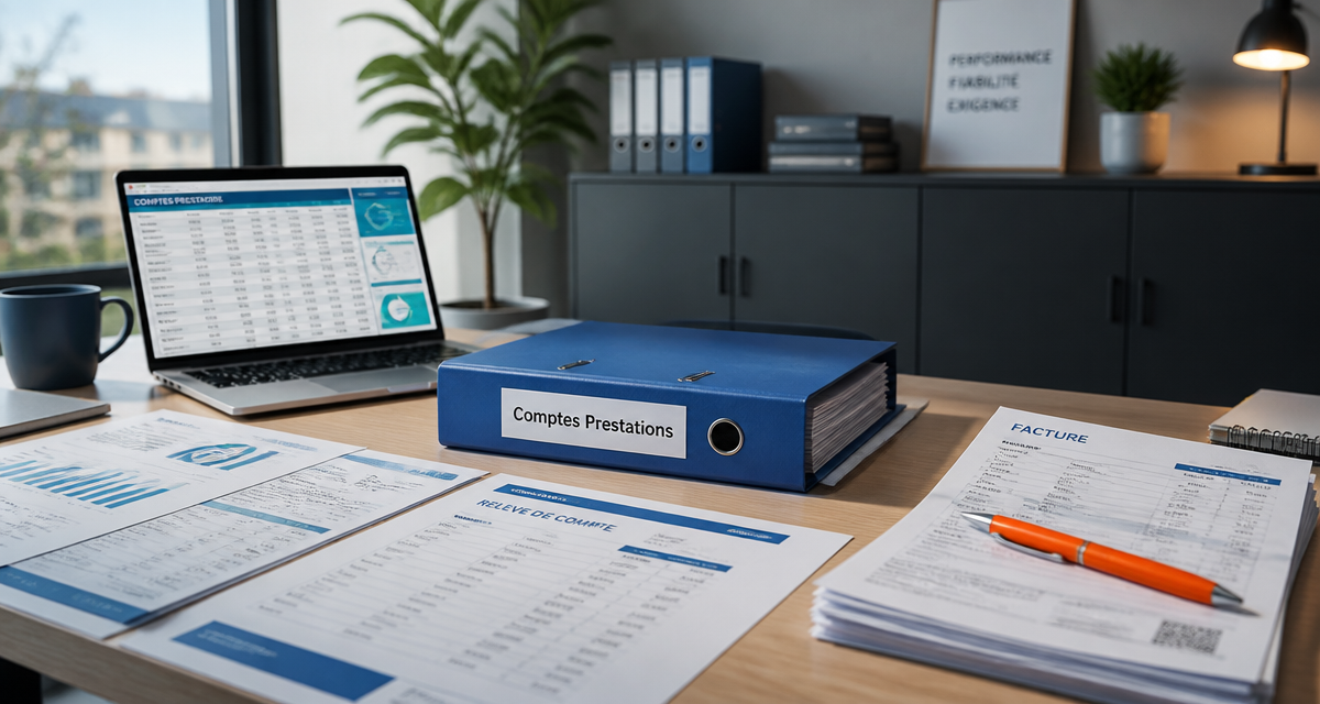 compte comptable prestation de service documents et ordinateur