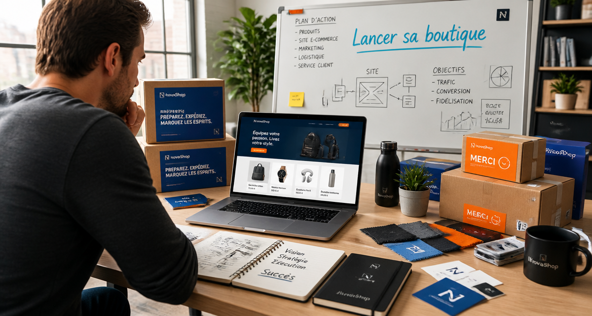 e commerce comment se lancer entrepreneur devant boutique en ligne