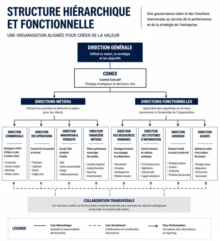 Schéma de l'organisation de la direction dans une entreprise