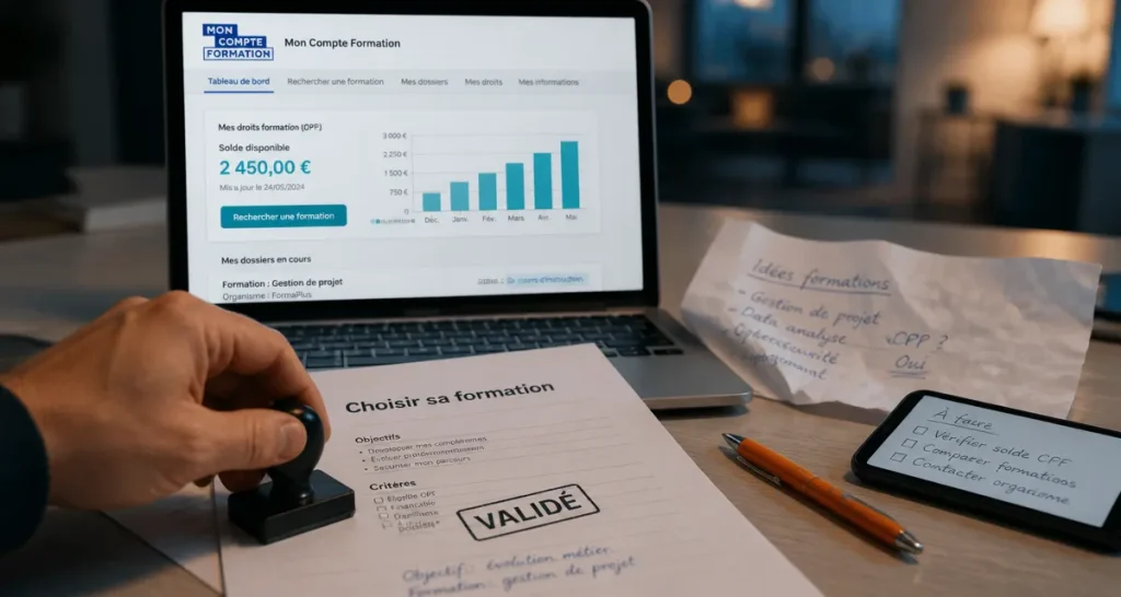 Idée formation CPF : Mon Compte Formation sur ordinateur