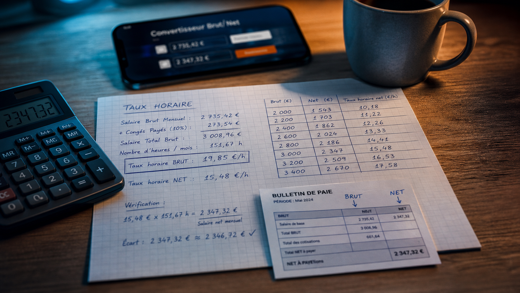 Comment calculer son taux horaire : brut/net et charges à prévoir