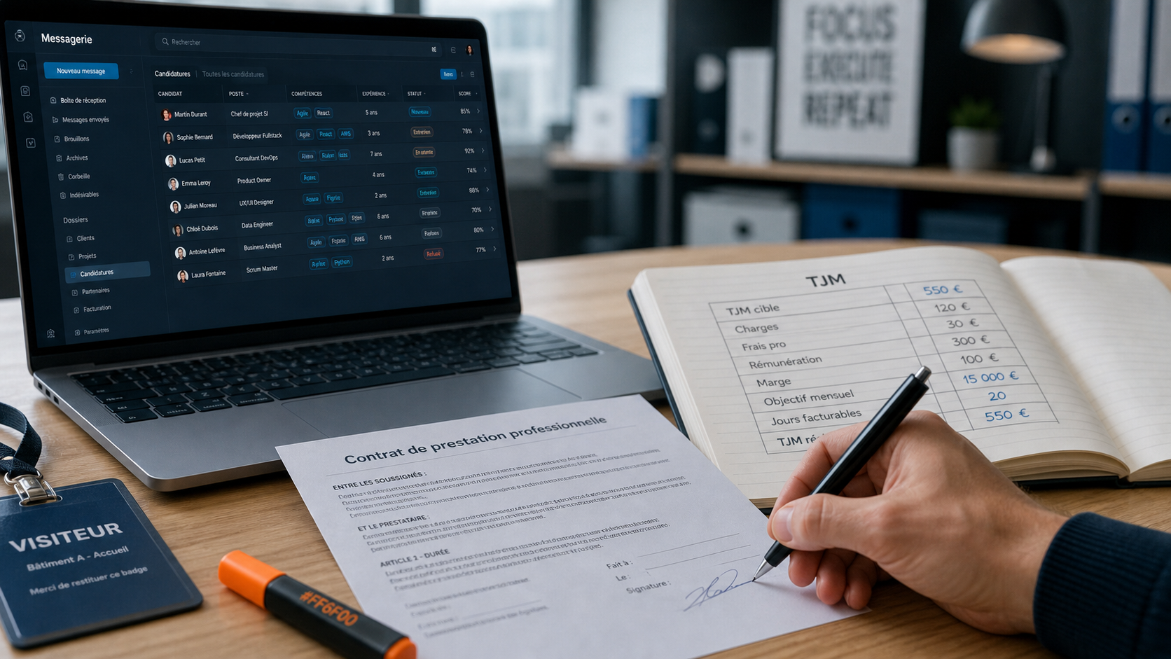 Emploi pour independant : signature contrat et TJM