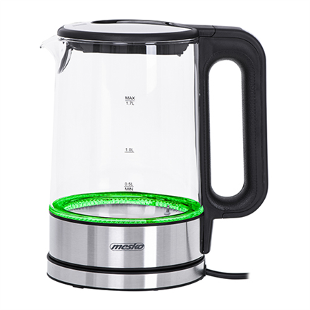 Elegancki Czajnik Elektryczny Mesko 1,7L 1850W Czarno-Szklany - obrazek 2