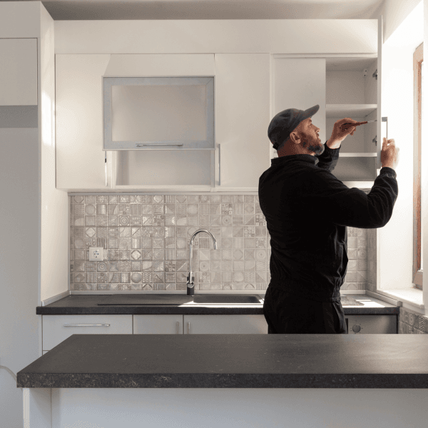 Carpenter working on ADU new kitchen