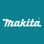 A minimalist corporate logo design featuring the text "Makita" in white lowercase letters with a modern, dynamic italicized style against a solid teal-colored background. The text has a distinctive angular, three-dimensional effect with sharp edges and clean lines. The letterforms are bold and consistent throughout, with the "i" having a small dot. A small registered trademark symbol "®" appears in white next to the text. The logo is centered in the frame and takes up approximately one-third of the image height. The teal background is a deep, rich turquoise color (#008080). The overall design conveys strength, professionalism, and industrial quality through its clean lines and professional typography.