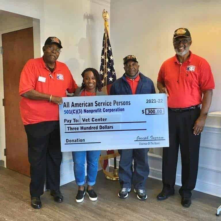 All American Service Person's Officers Presenting a Check To Jackson Vet Center