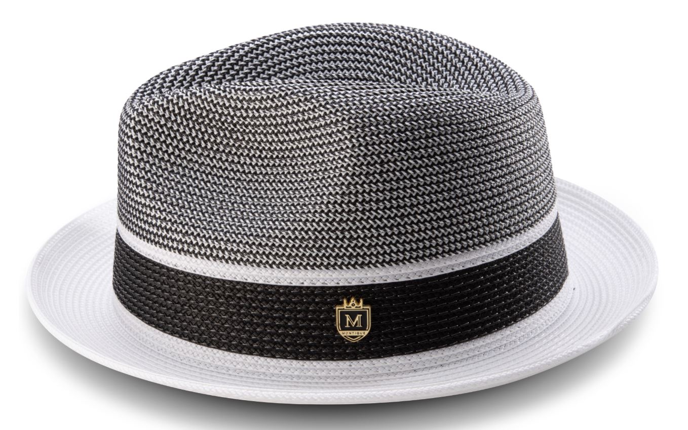 Montique H-22 Straw hat white black