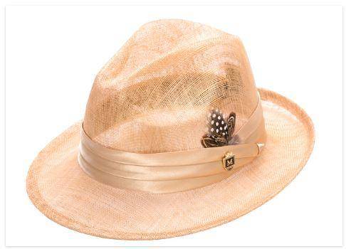 Montique H-23 Mens Sinamay Pinch Fedora Hat Straw