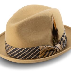 montique h-2006 mens matching hat mustard fedora wool felt hat