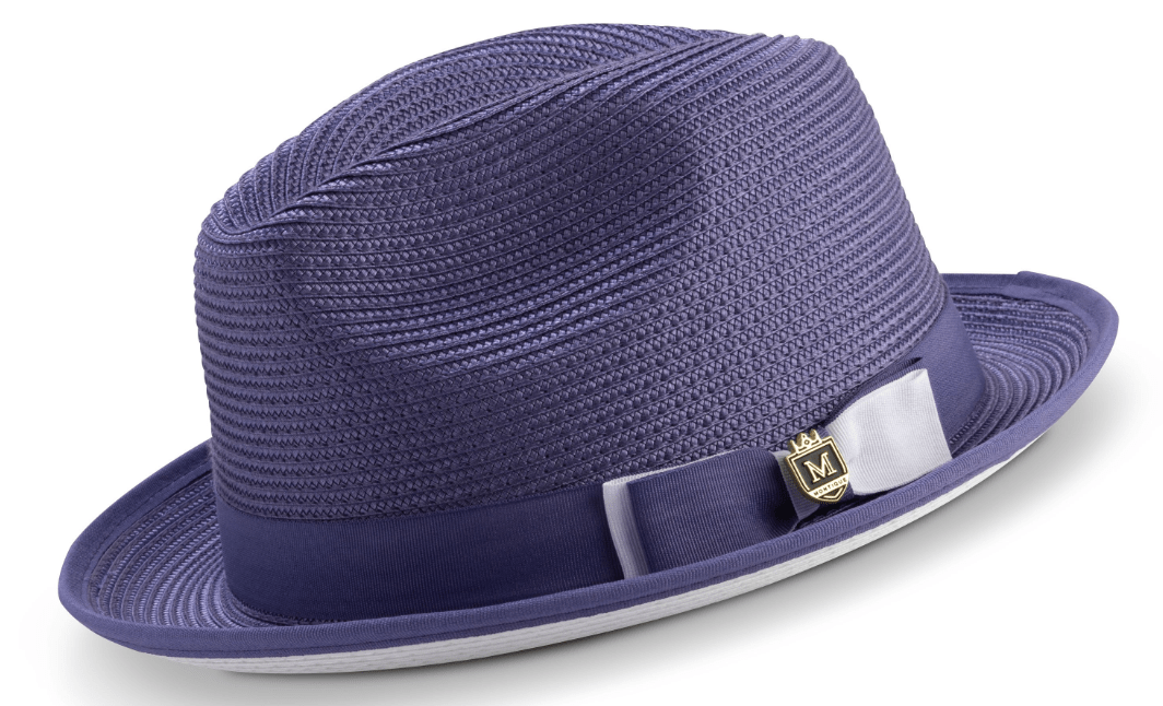 montique-h78-mens-straw-hat-purple-white-bottom-braided-stingy-brim-pinch-fedora-hat