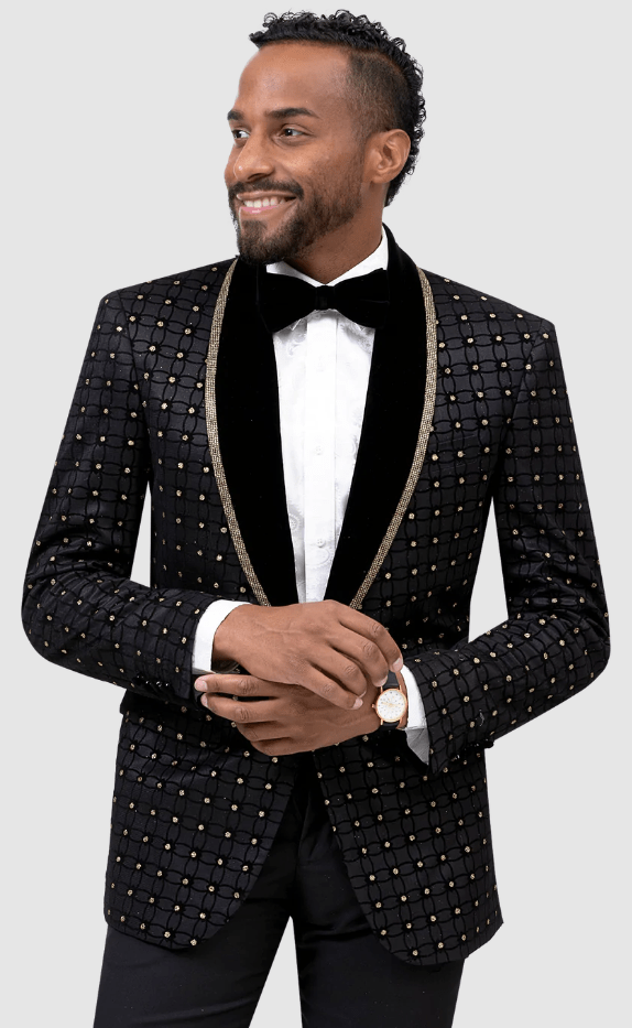 ej-samuel-j167-black-gold-dot-pattern-fashionable-mens-blazer-with-bow-tie