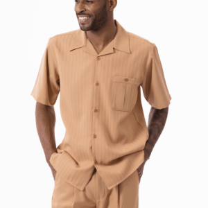 montique-2319-mens-walking-suits-tan-solid-with-one-pocket-short-sleeve-mens-two-piece-leisure-suits