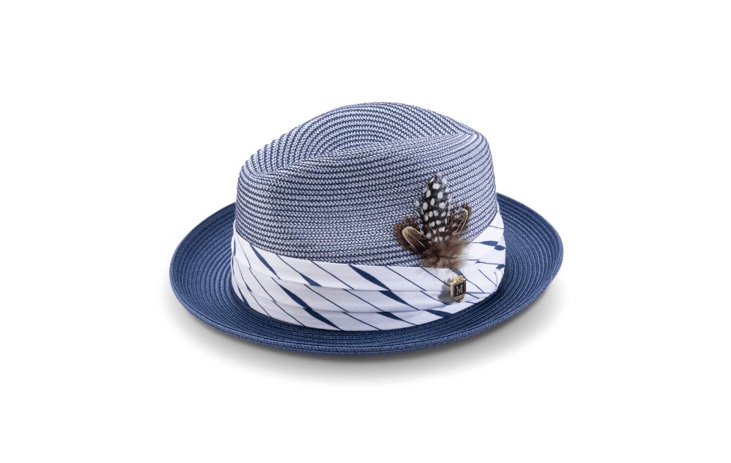 montique-h-2303-mens-straw-hat-navy-2-inches-brim-pinch-braided-fedora-matching-hat