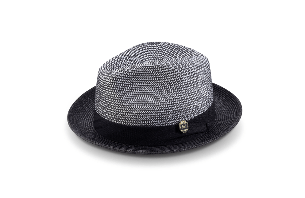 montique-h-2305-mens-straw-hat-black-2-inches-brim-pinch-braided-fedora-hat
