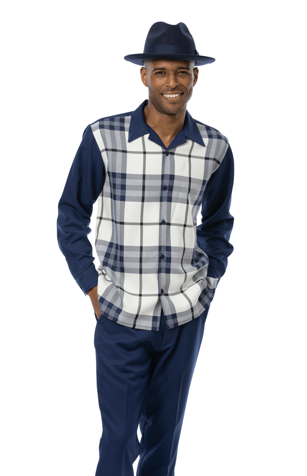 montique-2355-mens-walking-suits-navy-plaid-design-long-sleeve-mens-leisure-suits
