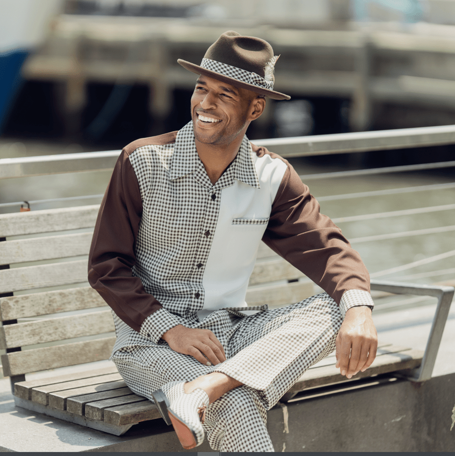 montique-2386-mens-walking-suits-brown-2-piece-checkered-leisure-suit