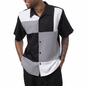 montique-2402-mens-walking-suits-black-short-sleeve-mens-two-piece-leisure-suits