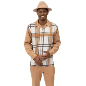 montique-2478-mens-walking-suits-camel-plaid-pattern-2-piece-long-sleeve-mens-leisure-suits