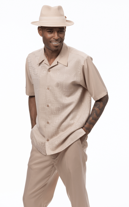 montique-2514-mens-walking-suits-beige-solid-tone-on-tone-short-sleeve-mens-leisure-suits