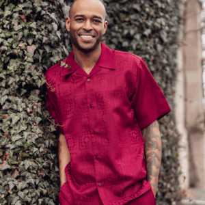 montique-2514-mens-walking-suits-burgundy-solid-tone-on-tone-short-sleeve-mens-leisure-suits