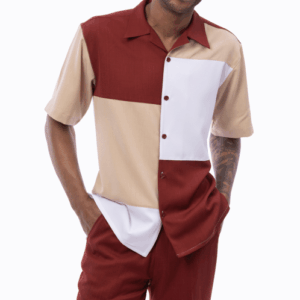 montique-2519-mens-walking-suits-wine-beige-color-block-short-sleeve-mens-leisure-suits
