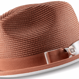 montique-h78-mens-straw-hat-dark-cognac-white-bottom-braided-stingy-brim-pinch-fedora-hat