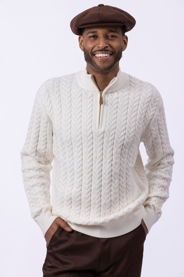 montique-sw-103-mens-ivory-quarter-zip-cable-knit-sweater