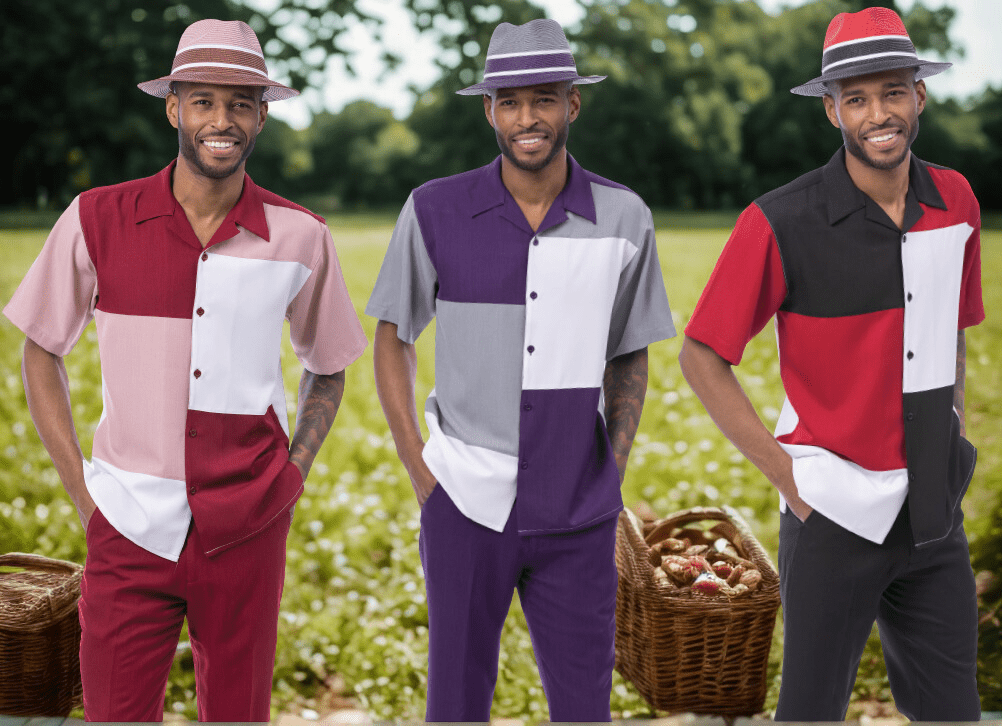 2619 ruby-purple-black short sleeve walking suits