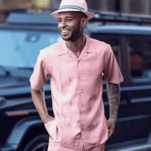 montique-2614-pink-lifestyle-mens-walking-suits-solid-tone-on-tone-2-piece-short-sleeve-mens-leisure-suits