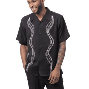 Montique-26001-mens-walking-suits-black-short-sleeve-mens-two-piece-leisure-suits