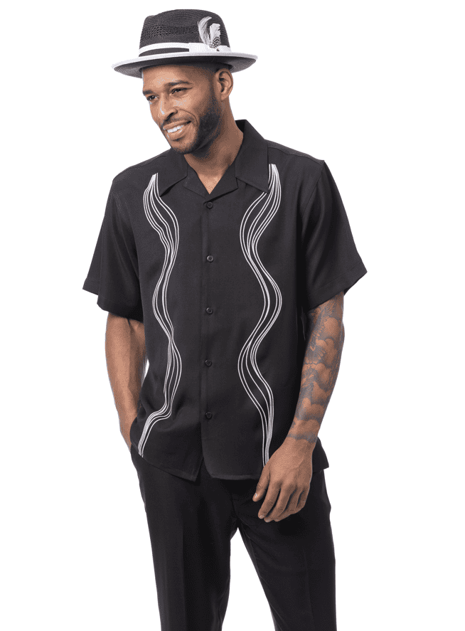 Montique-26001-mens-walking-suits-black-short-sleeve-mens-two-piece-leisure-suits