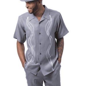 Montique-26001-mens-walking-suits-grey-short-sleeve-mens-two-piece-leisure-suits