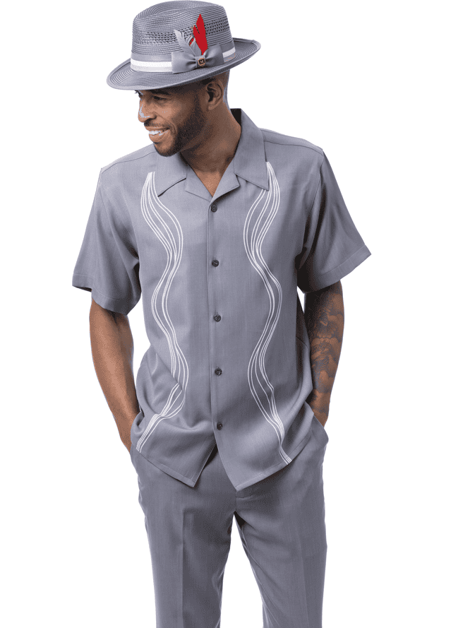 Montique-26001-mens-walking-suits-grey-short-sleeve-mens-two-piece-leisure-suits