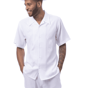 Montique-26001-mens-walking-suits-white-short-sleeve-mens-two-piece-leisure-suits