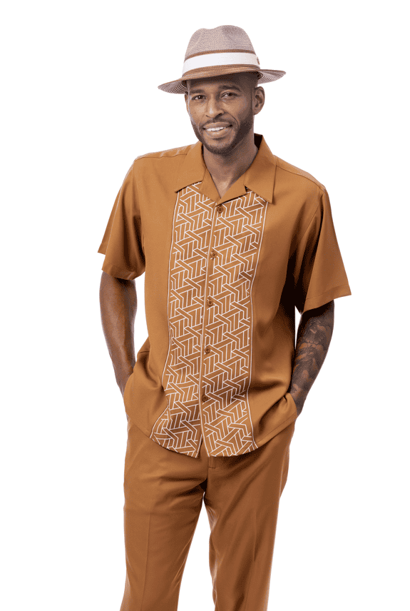 Montique-26002-mens-walking-suits-cappucino-short-sleeve-mens-two-piece-leisure-suits
