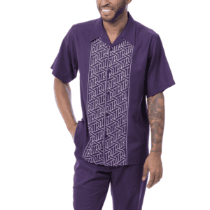 Montique-26002-mens-walking-suits-purple-short-sleeve-mens-two-piece-leisure-suits