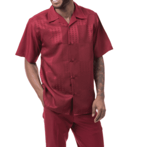 Montique-2603-mens-walking-suits-burgundy-short-sleeve-mens-two-piece-leisure-suits.