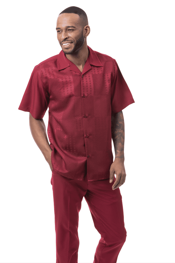 Montique-2603-mens-walking-suits-burgundy-short-sleeve-mens-two-piece-leisure-suits.