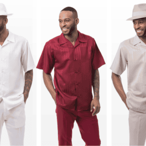 Montique-2603-mens-walking-suits-cream-burgundy-khaki-short-sleeve-mens-two-piece-leisure-suits