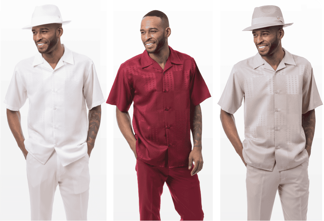 Montique-2603-mens-walking-suits-cream-burgundy-khaki-short-sleeve-mens-two-piece-leisure-suits