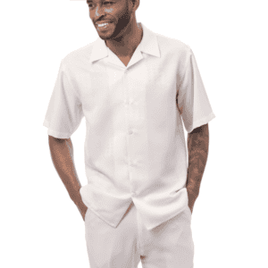 Montique-2603-mens-walking-suits-cream-short-sleeve-mens-two-piece-leisure-suits