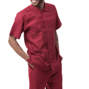 Montique-2607-mens-walking-suits-burgundy-short-sleeve-mens-two-piece-leisure-suits