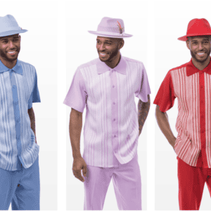 Montique-2611-mens-walking-suits-carolina-lavender-red-short-sleeve-mens-two-piece-leisure-suits