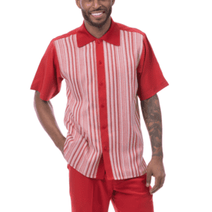 Montique-2611-mens-walking-suits-red-short-sleeve-mens-two-piece-leisure-suits